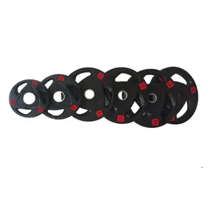 Rubber Weight Plate Gym Equipment Cast Iron Barbell Weights 3 Hole Weights Tri Grip Barbell Plates Rubber Coated Plate Weight For Sale