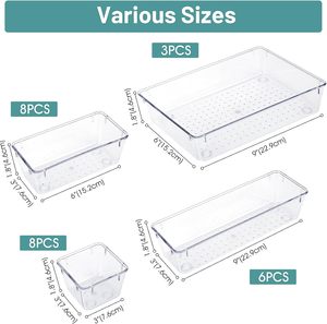 Bestselling 25pcs Clear Plastic Drawer Organizer Set 4-Size Versatile Bathroom and Vanity Drawer Organizer Trays - Product Image 2