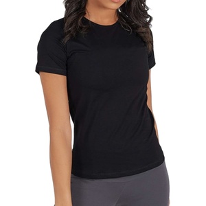 Camiseta de manga corta ajustada y transpirable para mujer, 95% algodón, 5% licra, con estilo, venta al por mayor - Product Image 1