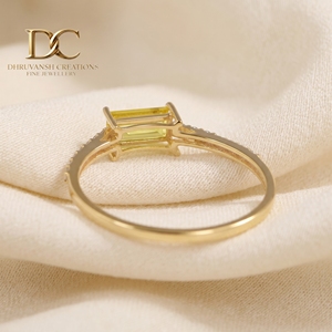 Bague en or jaune massif 14 carats certifiée IGI pour femmes, bijoux de fiançailles et de mariage, avec diamant cultivé en laboratoire et saphir jaune - Product Image 4