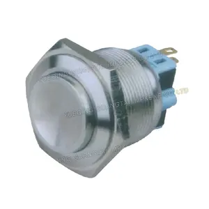 Interruptor de aço inoxidável de botão de metal momentâneo TYJ25 16mm 19mm 22mm de alta qualidade