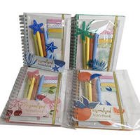 Ensemble de carnets spirales avec stylo, papier, reliure spirale, inclut des autocollants d'indexation et une bande élastique, accessoires personnalisables