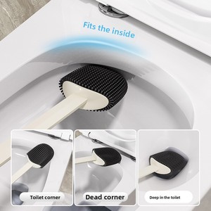 Cepillo de inodoro de nuevo estilo, herramienta de limpieza montada en la pared para baños domésticos, <span class=keywords><strong>estropajo</strong></span> de silicona con <span class=keywords><strong>mango</strong></span> de plástico PP para limpieza profunda - Product Image 3
