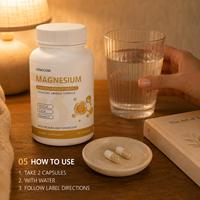 Capsules de magnésium à marque privée OEM, apaisement quotidien, bien-être musculaire, nutrition minérale, 90 unités, fabricant de compléments alimentaires