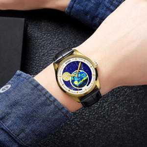 Reloj de Cuarzo para Hombre SKMEI 2115, Estilo Coreano, Esfera con Diseño de Cielo Estrellado, Fase Lunar, Pantalla Analógica, Cristal, Correa de Cuero Genuino de 20 mm - Product Image 5