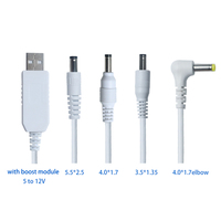 Cable de alimentación USB a CC de 5V a 12V con convertidor elevador de voltaje para router WiFi y módem, con conectores DC 5.5*2.1 mm y 5.5*2.5 mm