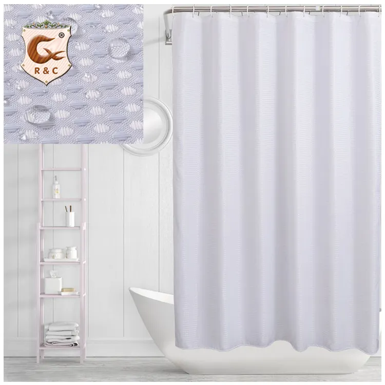 Großhandel Polyester wasserdicht benutzer definierte Hotel Waffel Dusch vorhang für Badezimmer