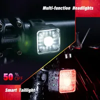 Feu avant et arrière de vélo intelligent, phare multifonction rechargeable par USB, étanche IP66, feu arrière de frein de vélo