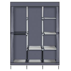 DB 71 Gris Portable Placard Armoire Pliable Porte-Vêtements avec Étagère Organisateur De Stockage - Product Image 3