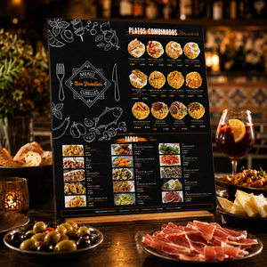 Menu de restaurant imprimé sur mesure, menu en carton épais à une page pour bar à tapas, restaurant espagnol - Product Image 3