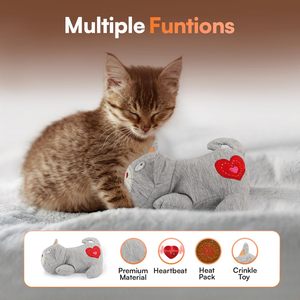 AFP Heartbeat <span class=keywords><strong>Cat</strong></span> Juguete Calmante Peluche Heart Beat Alivio del Estrés Calmante y Ayuda para Dormir Juguete Comodidad Mascota Perro Gato Juguete de Peluche - Product Image 5