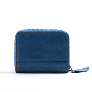 Dujiang Genuine Leather Accordion <b>Card</b> <b>Holder</b> Multi Slot Zipper <b>Wallet</b> For Credit <b>Cards</b> Everyday Use Blue - Product Image 5
