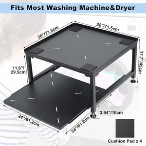 Support de machine à laver en acier robuste avec étagère de rangement, socle pour vêtements, solution pour salle de bain, <span class=keywords><strong>rehausseur</strong></span> de <span class=keywords><strong>linge</strong></span>, base, plateforme, plateau - Product Image 2