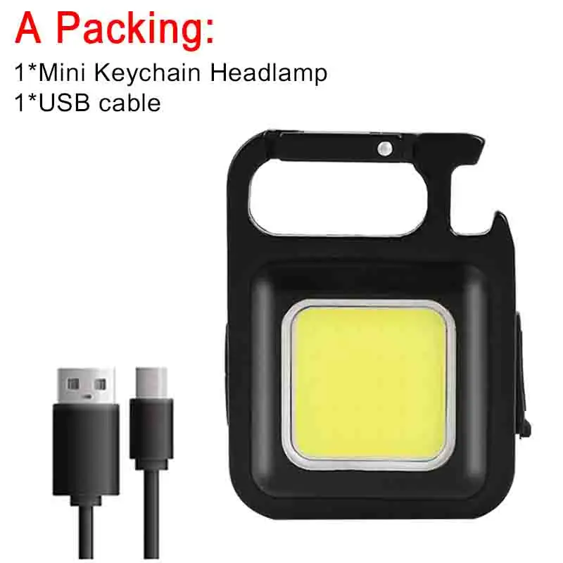 Multifunctionele Outdoor Draagbare Usb Cob Werklamp Inspectie Licht Camping Mini Led Zaklamp Cob Oplaadbare Sleutelhanger Licht