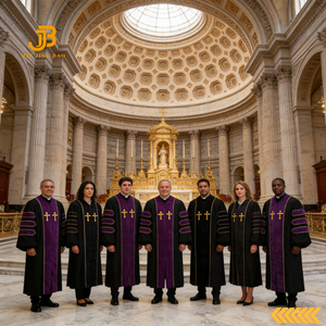 Robes longues brodées de croix pour prêtre, <span class=keywords><strong>pasteur</strong></span>, église chrétienne, chœur, adultes, robe de remise de diplôme de doctorat, noir et rouge pour adultes - Product Image 2
