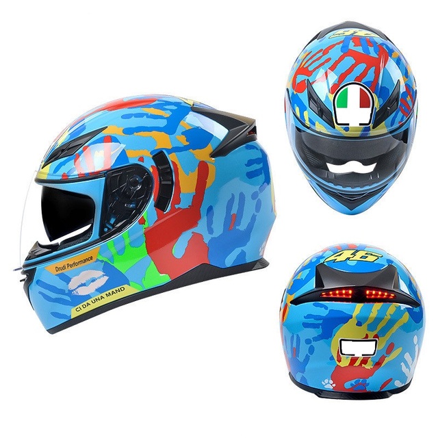 Custom Logo LED Full Face Motorcycle Helmet with Dual Visor DOT ECE Standard ABS Material Casco for Men Motorbike