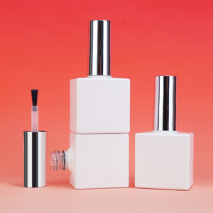 23ml 20ml 18ml Custom made logo sang trọng gel sơn móng tay chai container lớn màu trắng vuông rỗng sơn móng tay chai thủy tinh - Product Image 1