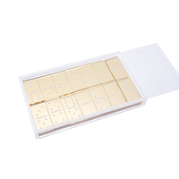 Jeu de dominos double six en acrylique doré, 28 pièces, avec étui de rangement coulissant transparent en acrylique, 18,7x11,2x2,2 cm, jeu de table de luxe