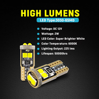 Ampoule LED Canbus 12V W5W T10 3030 6SMD 168 194 pour éclairage intérieur, plaque d'immatriculation, feux de position latéraux, vert, bleu, rouge, blanc