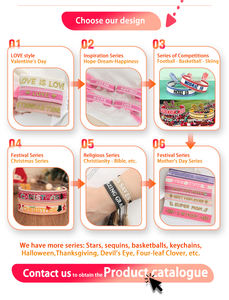 Pulsera Tejida Ajustable con Logotipo Personalizado, Joyería con Texto Bordado, Amuleto de Amistad para Niña, Pulseras Tejidas con Borla y Amuleto Ajustable - Product Image 4