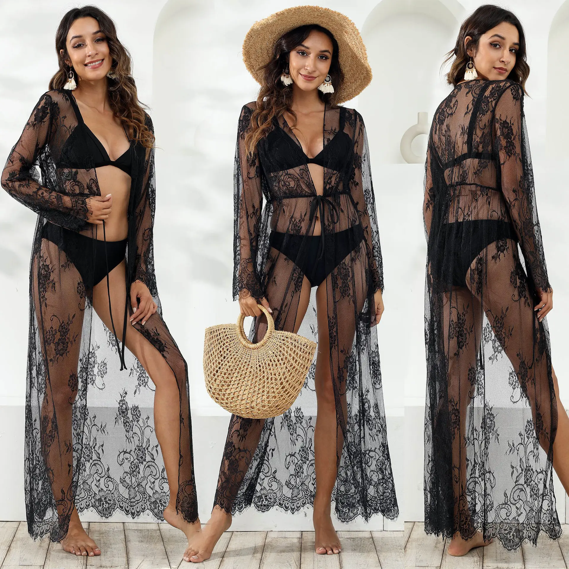 Robe de plage pour femmes, personnalisée, Sexy, ajouré, Cover-Up, tricot, détail Crochet, Singlet, robe Maxi mi-longue, élégante, été, collection 2022