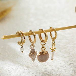 New Women's Trendy Stainless Steel Stud <b>Hoops</b> <b>Earrings</b> Set Big 14K Gold Plated Imitation Pearl Hypoallergenic <b>Fashion</b> Wholesale - Product Image 5