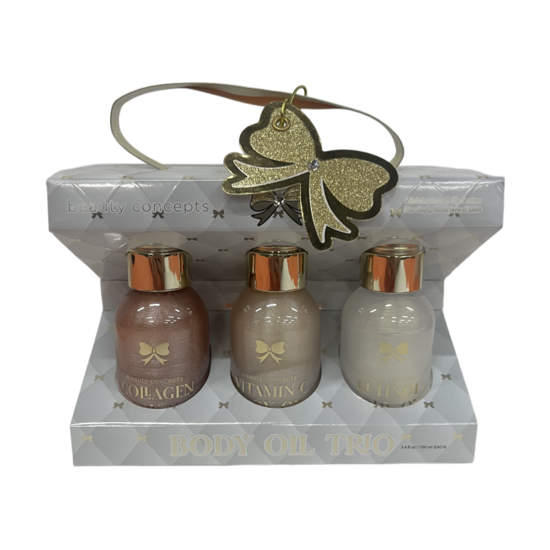 3pcs Shimmer Glow Body Oil Gift Set Collagen Vc Retinol Moisturizing Body Care Private Label Wholesale