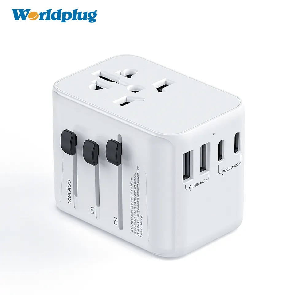 Worldplug International PD Fast Charger Adaptor Universal Travel Power Plug Outlet Adapter with USB and Type-C