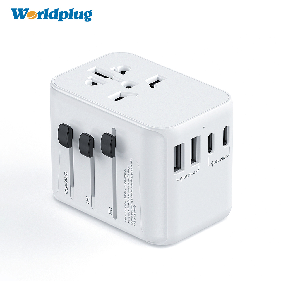 Worldplug International PD Fast Charger Adaptor Universal Travel Power Plug Outlet Adapter with USB and Type-C