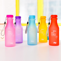 Bouteille d'eau en plastique sans BPA, design anti-fuite, à paroi simple, transparente, pour le sport, type carton de lait