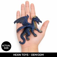 Dragon bleu en PVC 16x6.8x10CM avec ailes, sculpture de dragon en résine peinte à la main, idéale pour la décoration de bureau