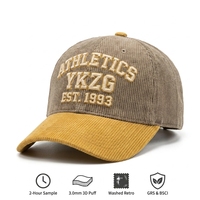 Gorra de Béisbol YKZG Vintage de Lujo, Estilo Étnico, de Pana y Terciopelo, con Bordado 3D en Relieve en Verde y Amarillo, Personalizable