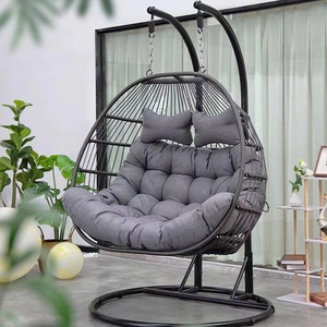 VOYAGE Dos personas Colgando Huevo <span class=keywords><strong>Silla</strong></span> Asientos dobles Columpio de metal con <span class=keywords><strong>base</strong></span> redonda - Product Image 6