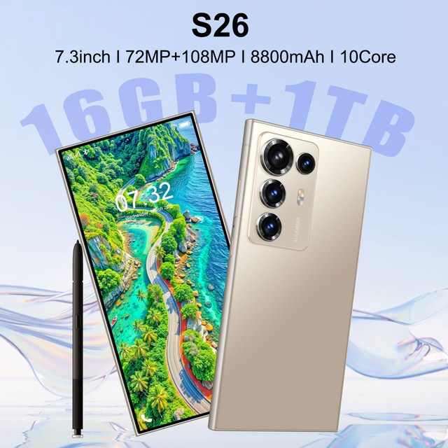 Unlocked 2026 S26 Ultra Smartphone Face & Fingerprint ID 108MP Beauty Cam Multi-Language Hot Sale