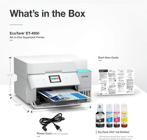 Ep son EcoTank ET-4950 Wireless <b>All</b>-<b>in</b>-<b>One</b> Color Supertank <b>Printer</b> with up to 3 Years of Ink Refillable Tanks - Product Image 4