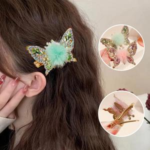 1 Paire de Barrettes 3D Mignonnes Effet Volant, Strass Brillants, Faux Clips à Cheveux en Fourrure de Vison - Product Image 5