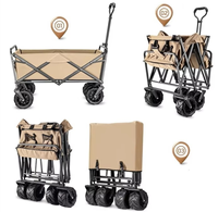 Chariot de camping pliable robuste OEM personnalisable, grande capacité, pneus tout-terrain larges, poignée réglable