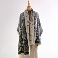 Syal Kasmir Imitasi Jacquard Motif Kuda Lari Gaya Korea, Selendang Panjang Lembut Hangat untuk Musim Gugur/Dingin, Cocok untuk Wanita dan Pasangan