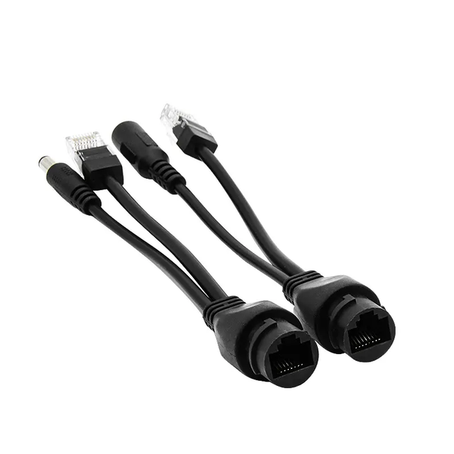 12V Waterproof Straight-through POE Splitter Converter 10/100Mbps RJ45 Ethernet Power Adapter Cable 50M IP Cameras Access Point