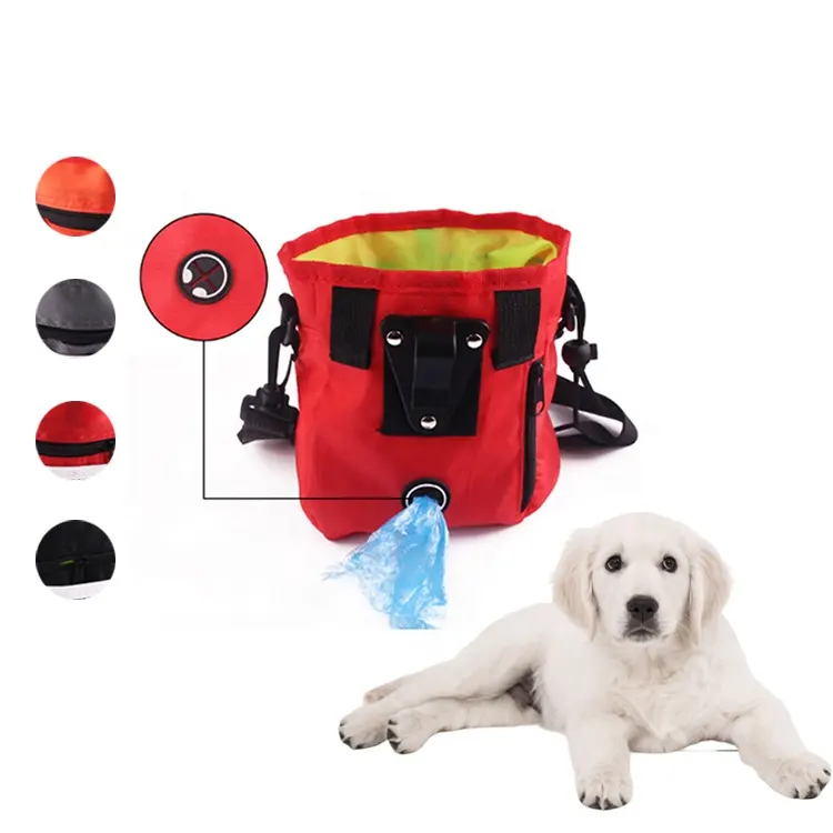 Durável Personalizado Oxford Pet Treat Formação Bolsa Snack Dog Walking Bag Com Poop Bag Dispenser
