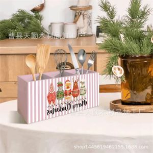 Wooden Christmas Storage Rack, Modern Minimalist Style, Home Kitchen Knife, Fork, Spoon Rack, <b>Makeup</b> Brush Storage <b>Box</b> - Product Image 1