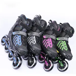 工厂价格3或4个PU轮可调直排轮滑鞋专业旱冰鞋成人男女速滑鞋