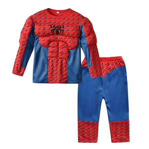 HY <strong>Spiderman</strong> <strong>Kids</strong> Casual Style Halloween Cosplay Set 3pcs Birthday Party Muscle Boy's Hat Pants <strong>Clothes</strong>-Cartoon Pattern - Product Image 1