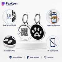 Vente en gros d'étiquettes d'identification intelligentes NFC personnalisées pour animaux de compagnie, étiquette de nom de chien avec code QR, motif animal en cristal, durable, étiquette de collier personnalisée pour animaux de compagnie