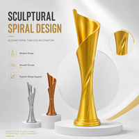 Trophée en résine incurvé moderne HBL personnalisable avec gravure de logo sur mesure, pour prix de cérémonie annuelle d'entreprise en petites séries
