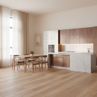 Meuble bas de cuisine modulaire moderne en MDF/verre, fixation murale, 5+ tiroirs, charnières à fermeture amortie durables, finition laquée, robinet