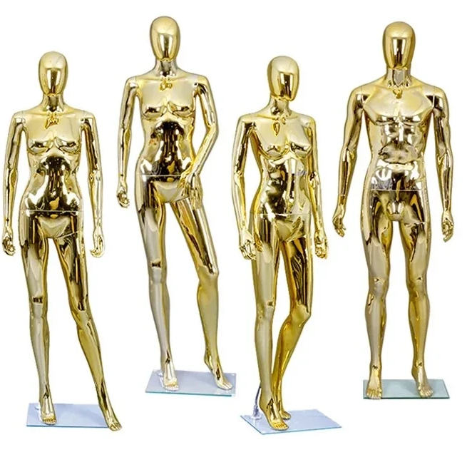 Thời trang vàng Chrome nữ mannequin với đứng váy cưới mô hình