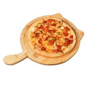 Plateau à pizza en bambou et bois, plateau à pizza en bois massif en forme de chat, plateau à gâteau pour restaurant et pâtisserie maison, planche à pizza - Product Image 2