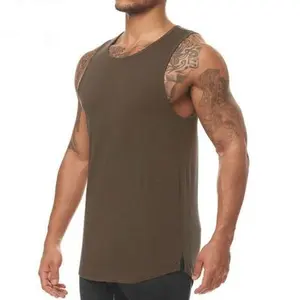 Camiseta sin mangas de verano para hombre, ropa coreana suelta de cuello redondo, color sólido, secado rápido, para correr, entrenamiento y fitness