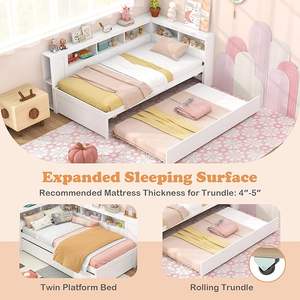 <span class=keywords><strong>Lit</strong></span> superposé double avec rangement, tête de <span class=keywords><strong>lit</strong></span> réversible, design en forme de L, lattes en bois pour enfants, garçons et filles, blanc - Product Image 6